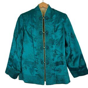 Solz Squirrel Vtg Chinese Reversible Satin Jacket Medium Frog Closure Embroidery